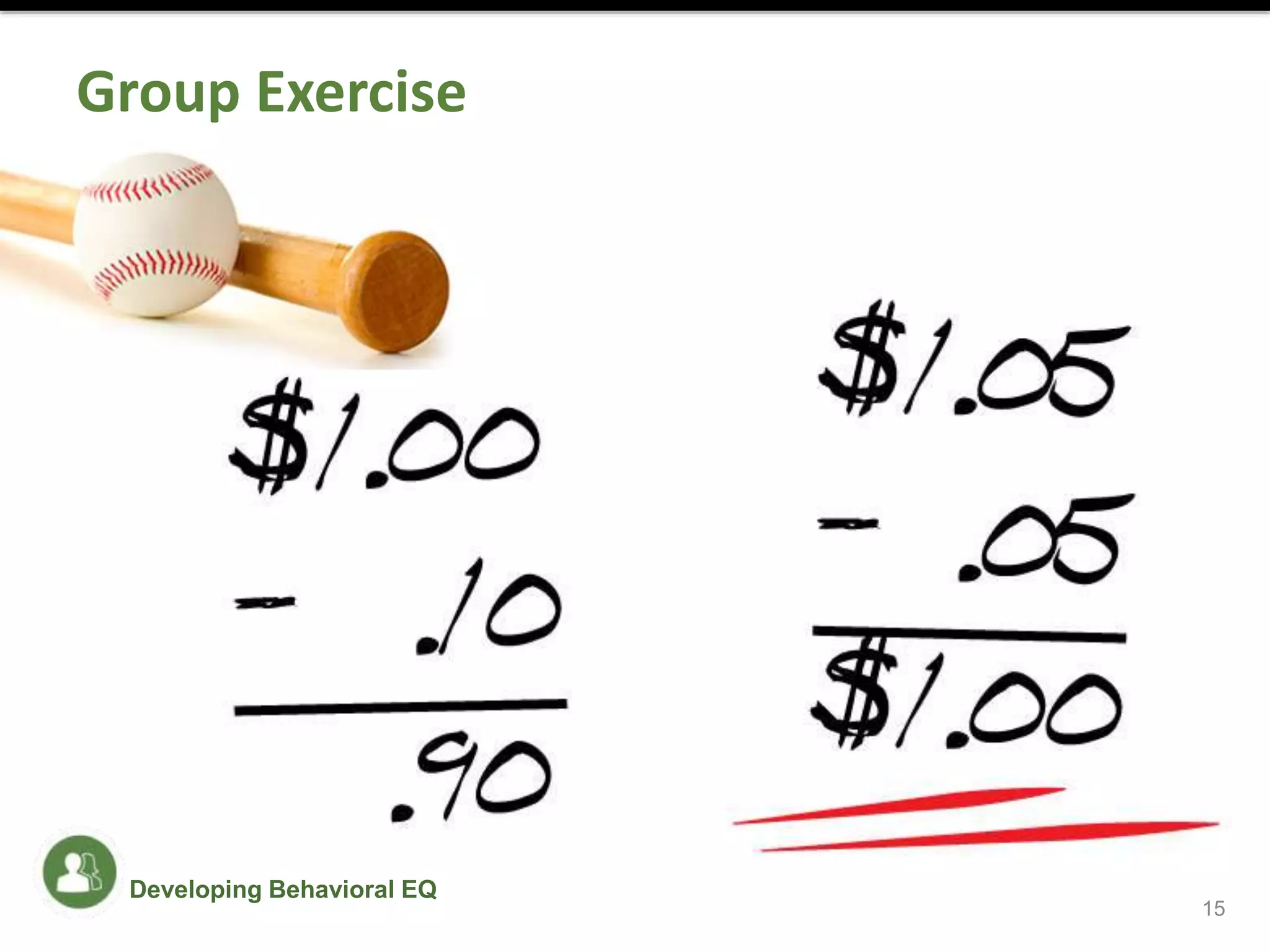 15
Group Exercise
Developing Behavioral EQ
 