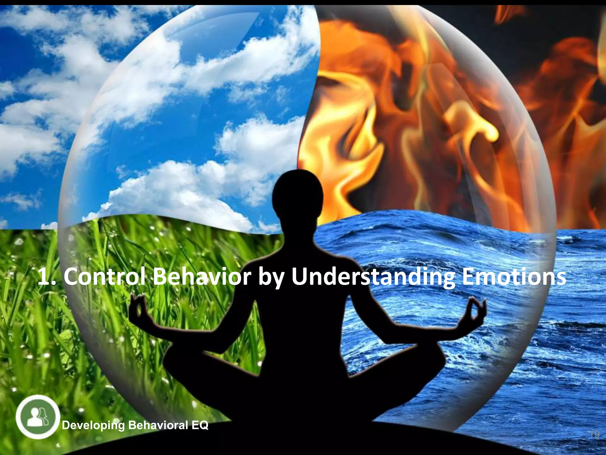 1. Control Behavior by Understanding Emotions
19
Developing Behavioral EQ
 