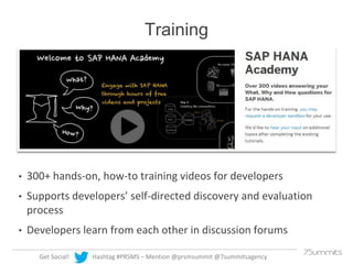 Training

•

300+ hands-on, how-to training videos for developers

•

Supports developers’ self-directed discovery and eva...