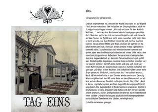 eins.
versprochen ist versprochen.
Endlich angekommen im Zentrum der Macht beschloss er, auf eigene
Faust weiterzumachen. Den Polizisten am Eingang hatte er noch ein
Schnippchen schlagen können. „Wir sind noch mal für den Wahl-O-
Mat hier...“, hatte er dem Wachmann lakonisch entgegen geschleu-
dert. Nun aber setzte er sich von seinen Begleitern ab und steuerte
auf das Zimmer zu. Politik war nicht seins, was aber nicht hieß, dass
er nicht wusste, wie man Politiker-innen für sich nutzbar machen
konnte. Es gab immer Mittel und Wege. Und seit 20 Jahren lief es
jetzt immer gleich ab, ohne das jemals jemand etwas irgendetwas
bemerkt hätte. Sozialminister und -ministerinnnen kommen und
gehen, aber wer den Ministerpräsidenten auf seiner Seite hatte, dem
konnte nichts passieren. Außerdem: Versprochen ist versprochen.
Aus dem Augewinkel sah er, dass der Plenarsaal bereits gut gefüllt
war. Einmal rechts abgebogen, zweimal links und schon stand er kurz
vor seinem Zimmer. Der MP ahnte nichts und ging sich noch kurz
einen Kaffee holen. Er wusste diese Chance zu nutzen und schob ele-
gant den USB-Stick in den Rechner. Die Disketten früher hatten mehr
Ärger gemacht. Die Datei „Antrittsrede.doc“ war schnell ersetzt.
Nach 34 Sekunden hatte er das Zimmer wieder verlassen. Zwanzig
Minuten später hielt der MP seine Rede vor dem Plenum und, vor al-
lem, vor den Kameras. Ziemlich zu Beginn. Absatz fünf. Zitat: „Auch
in dieser Legislaturperiode wird das Jugendförderungsgesetz nicht
angetastet. Die Jugendarbeit in Niedersachsen ist eine der besten in
Deutschland. Kreativ, engagiert und mutig wird dort hervorragende
Arbeit geleistet. Dieses Erfolgsmodell werden wir auch weiterhin mit
einer soliden Grundförderung und zusätzlichen Förderprogrammen
unterstützten! Seesterne aller Länder, vereinigt euch!“
Es hatte mal wieder geklappt.
 