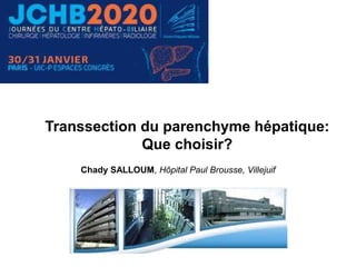 Transsection du parenchyme hépatique:
Que choisir?
Chady SALLOUM, Hôpital Paul Brousse, Villejuif
 