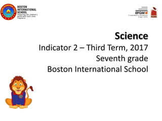 Science
Indicator 2 – Third Term, 2017
Seventh grade
Boston International School
 