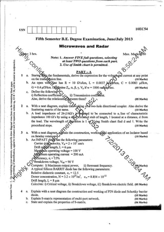 7th Semester EC VTU 2010 scheme question papers for CBCS