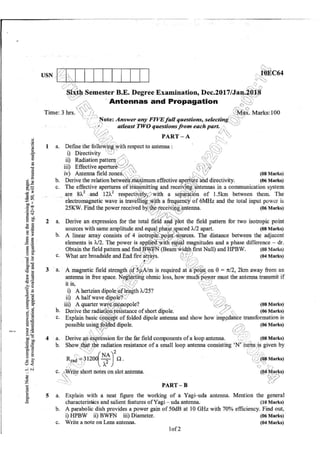 7th Semester EC VTU 2010 scheme question papers for CBCS
