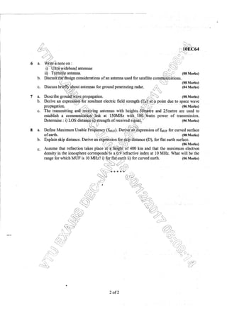 7th Semester EC VTU 2010 scheme question papers for CBCS