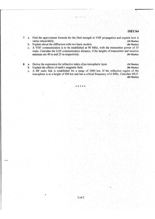 7th Semester EC VTU 2010 scheme question papers for CBCS