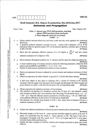 7th Semester EC VTU 2010 scheme question papers for CBCS