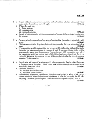 7th Semester EC VTU 2010 scheme question papers for CBCS