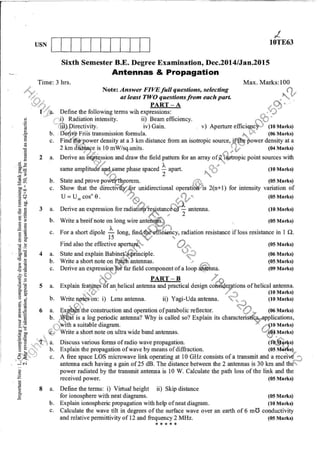 7th Semester EC VTU 2010 scheme question papers for CBCS