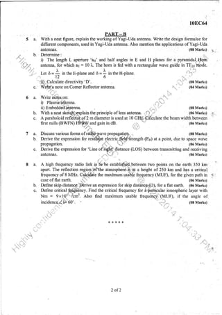 7th Semester EC VTU 2010 scheme question papers for CBCS