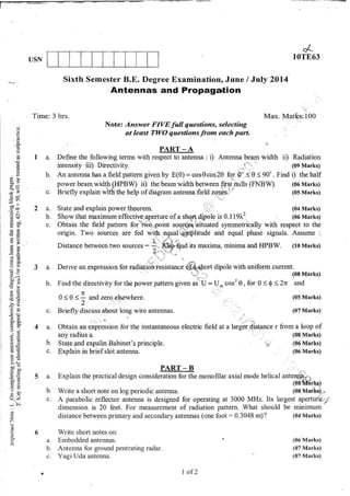 7th Semester EC VTU 2010 scheme question papers for CBCS