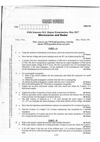 7th Semester EC VTU 2010 scheme question papers for CBCS