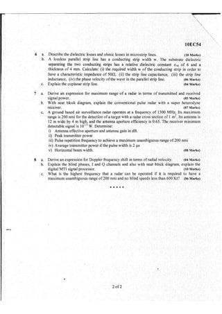 7th Semester EC VTU 2010 scheme question papers for CBCS