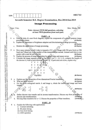 7th Semester EC VTU 2010 scheme question papers for CBCS