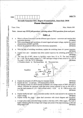 7th Semester EC VTU 2010 scheme question papers for CBCS