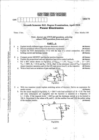 7th Semester EC VTU 2010 scheme question papers for CBCS