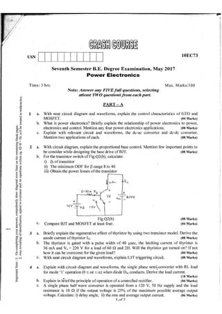 7th Semester EC VTU 2010 scheme question papers for CBCS