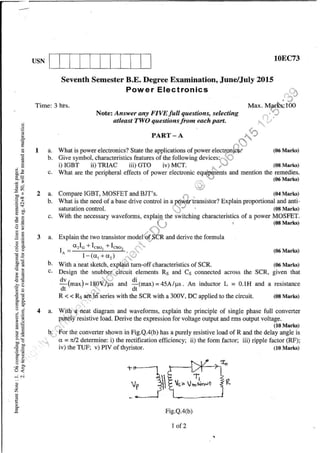 7th Semester EC VTU 2010 scheme question papers for CBCS
