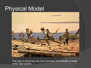 Physical ModelThis type of model you can touch and see. For example a model of the solar system.