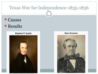 Texas War for Independence-1835-1836
Causes
Results
 