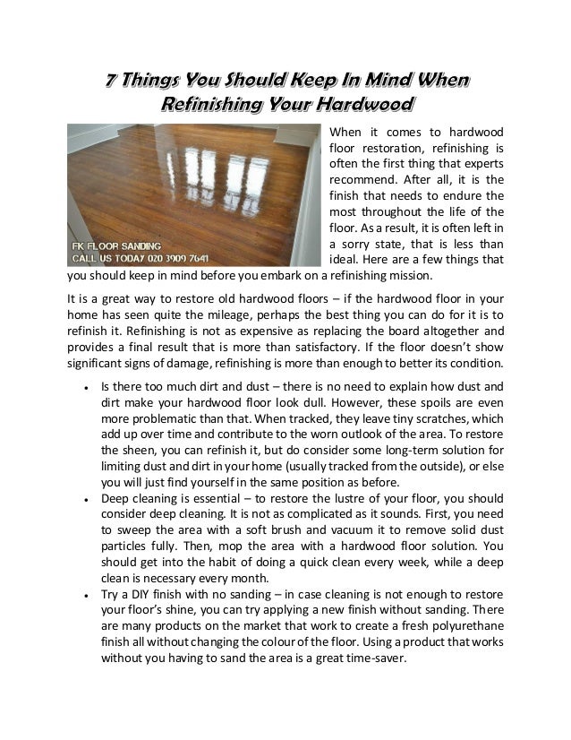 7 Things You Should Keep In Mind When Refinishing Your Hardwood