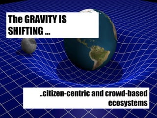 Introduction
FINAL SLIDE WITH “WEB” AND NEW MODELS OF INNOVATION
The GRAVITY IS
SHIFTING …
..citizen-centric and crowd-bas...
