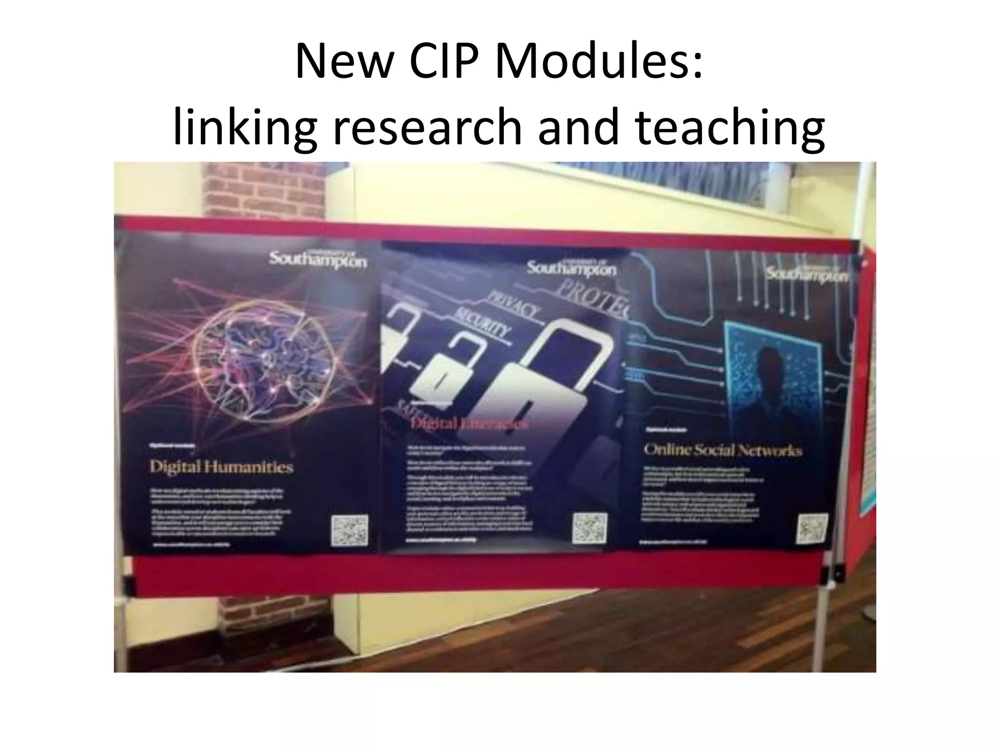 New CIP Modules:
linking research and teaching
 