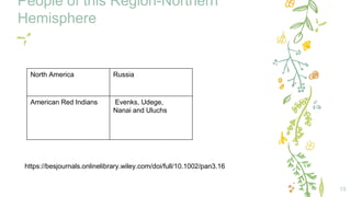 People of this Region-Northern
Hemisphere
15
North America Russia
American Red Indians Evenks, Udege,
Nanai and Uluchs
https://besjournals.onlinelibrary.wiley.com/doi/full/10.1002/pan3.16
 