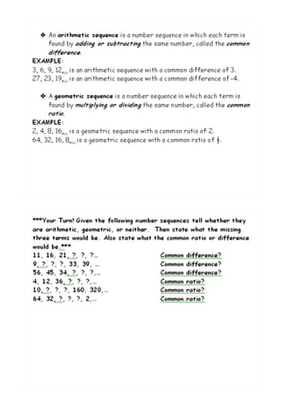 7th patterns and sequences | PDF