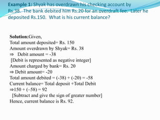 integers word problems grade 7 | PPTX