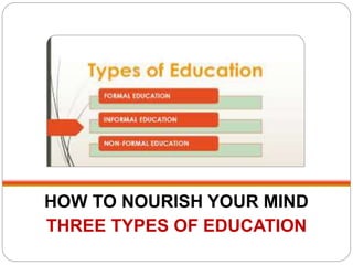 HOW TO NOURISH YOUR MIND
THREE TYPES OF EDUCATION
 