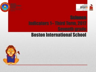 Science
Indicators 1– Third Term, 2017
Seventh grade
Boston International School
 