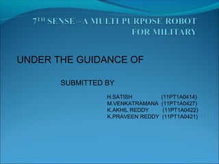 UNDER THE GUIDANCE OF
SUBMITTED BY
H.SATISH (11PT1A0414)
M.VENKATRAMANA (11PT1A0427)
K.AKHIL REDDY (11PT1A0422)
K.PRAVEEN REDDY (11PT1A0421)
 