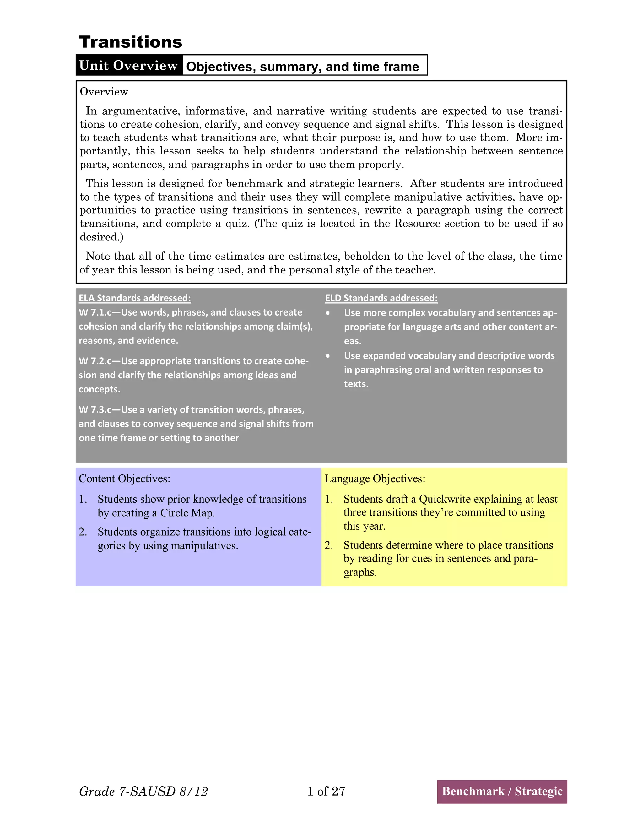 7th transitions | PDF