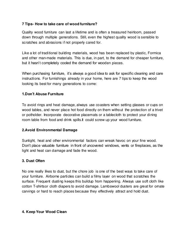 7 Tips How To Take Care Of Wood Furniture