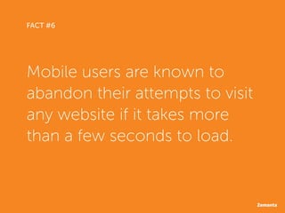 FACT #6
Mobile users are known to
abandon their attempts to visit
any website if it takes more
than a few seconds to load.
 