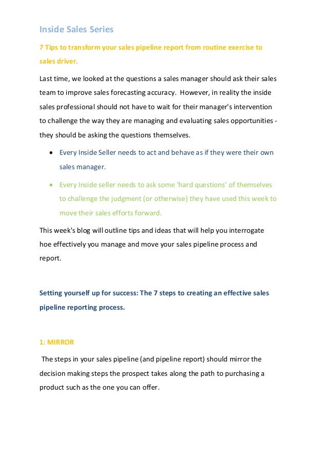 7 tips to transform your sales pipeline report from routine exercise