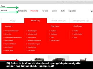 Apple
Amazon

Bij Bulo zie je door de standaard opengeklapte navigatie
amper nog het aanbod. Handig. Not!

 