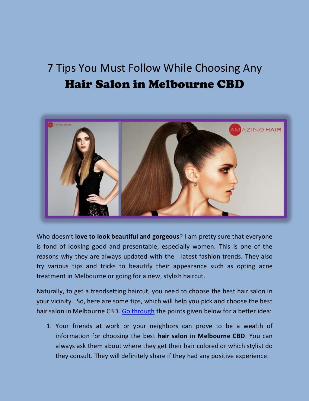 7 Tips You Must Follow While Choosing Any Hair Salon In Melbourne Cbd