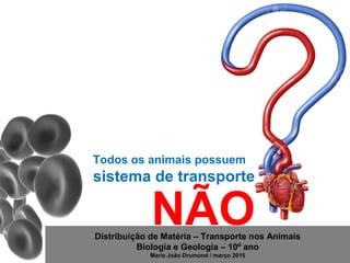 Distribuição de Matéria – Transporte nos Animais
Biologia e Geologia – 10º ano
Maria João Drumond / março 2015
Todos os animais possuem
sistema de transporte
NÃO
 