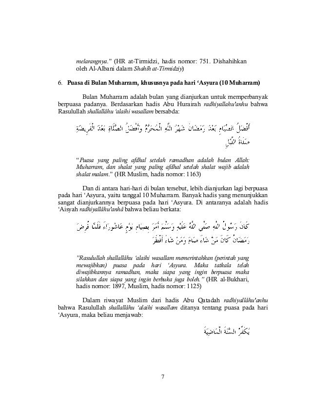 7 (tujuh) puasa sunnah