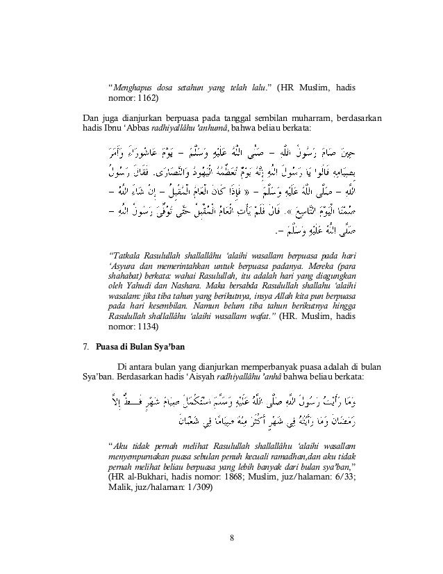 7 (tujuh) puasa sunnah