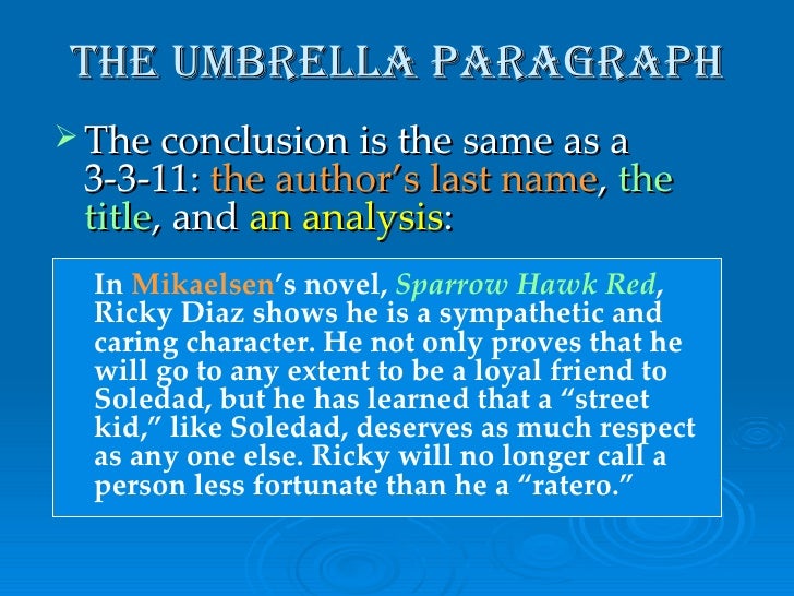 7 t umbrella paragraph