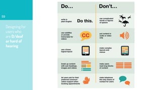 Designing for
users who
are D/deaf
or hard of
hearing
59
 