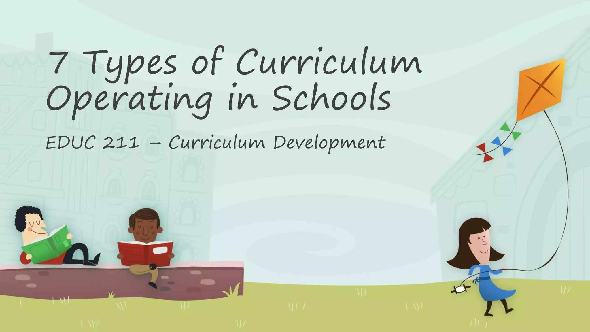 7 Types of Curriculum
Operating in Schools
EDUC 211 – Curriculum Development
