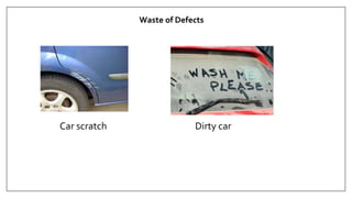 Waste of Defects
Car scratch Dirty car
 