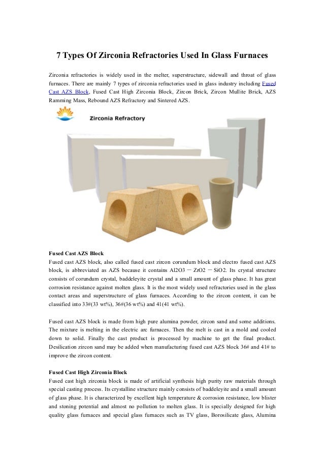 7 Types Of Zirconia Refractories Used In Glass Furnaces