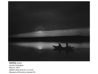 KERTÉSZ, André
Sunset, Esztergom
May 15, 1917
Gelatin silver print 4.1 × 5.4 cm
Museum of Fine Arts, Houston TX
 