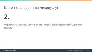 All Rights Reserved © 2016 26
Шаги по внедрению микроуслуг
2.
Определить область услуг в соответствии с исследованием Customer
Journey
 