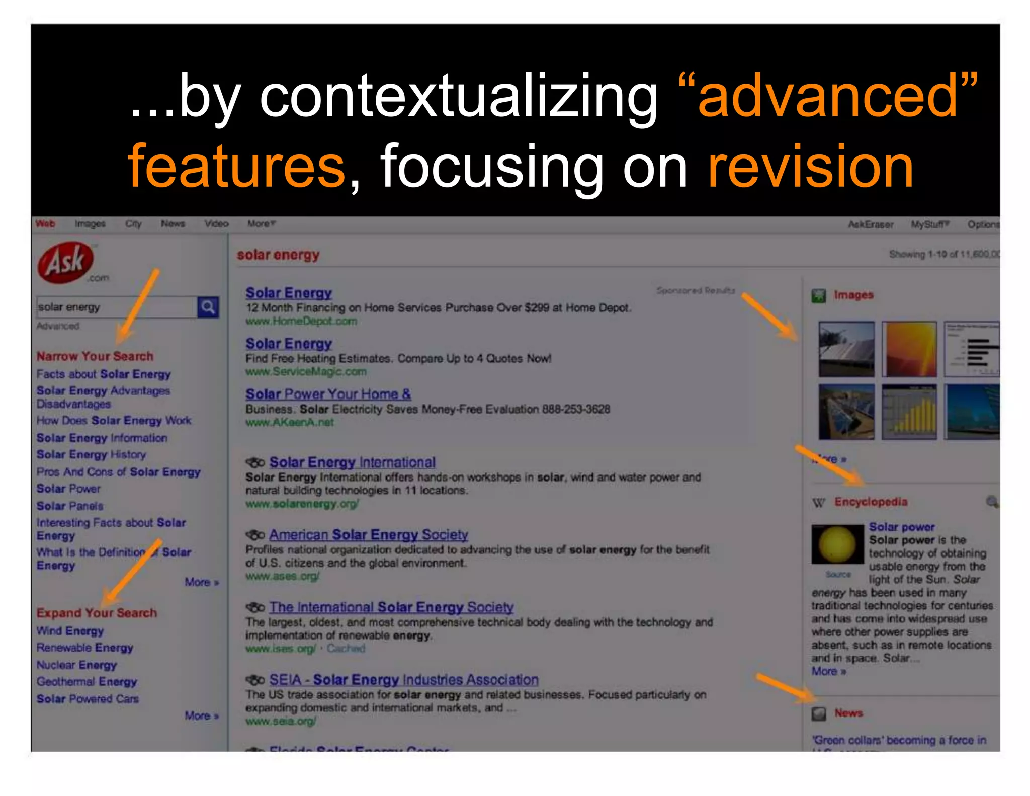 ...by contextualizing “advanced”
features, focusing on revision
 